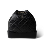 CHANEL Black 19C Black Aged Calfskin Quilted Gabrielle Backpack - Redeluxe