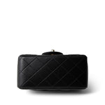 CHANEL Black 21P Black Lambskin Quilted Mini Square Flap Light Gold Hardware - Redeluxe