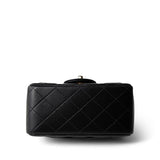 CHANEL Black 21P Black Lambskin Quilted Mini Square Flap Light Gold Hardware - Redeluxe