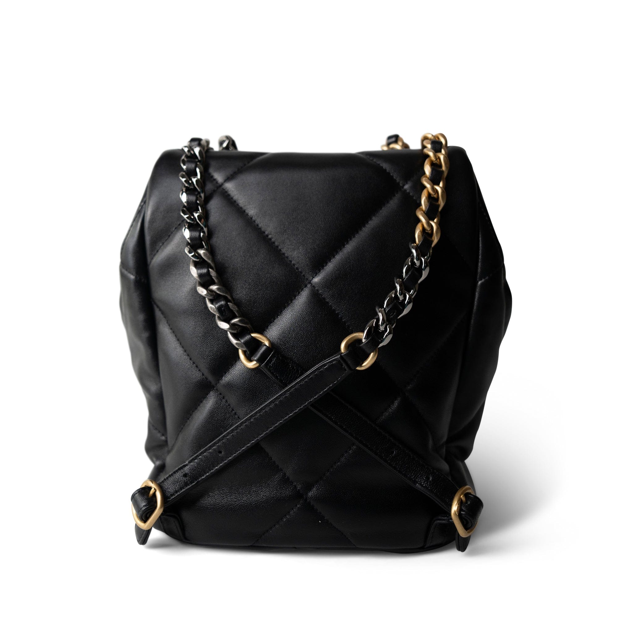 black mini flap backpack 24C Black Lambskin Quilted 19 Flap Backpack Mixed Hardware