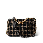 CHANEL Black Black and Beige Tweed 19 Flap Small Mixed Hardware - Redeluxe