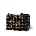 CHANEL Black Black and Beige Tweed 19 Flap Small Mixed Hardware - Redeluxe