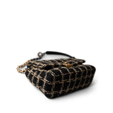 CHANEL Black Black and Beige Tweed 19 Flap Small Mixed Hardware - Redeluxe