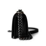 CHANEL Black Black Caviar Quilted Le Boy Bag Small Ruthenium Hardware - Redeluxe