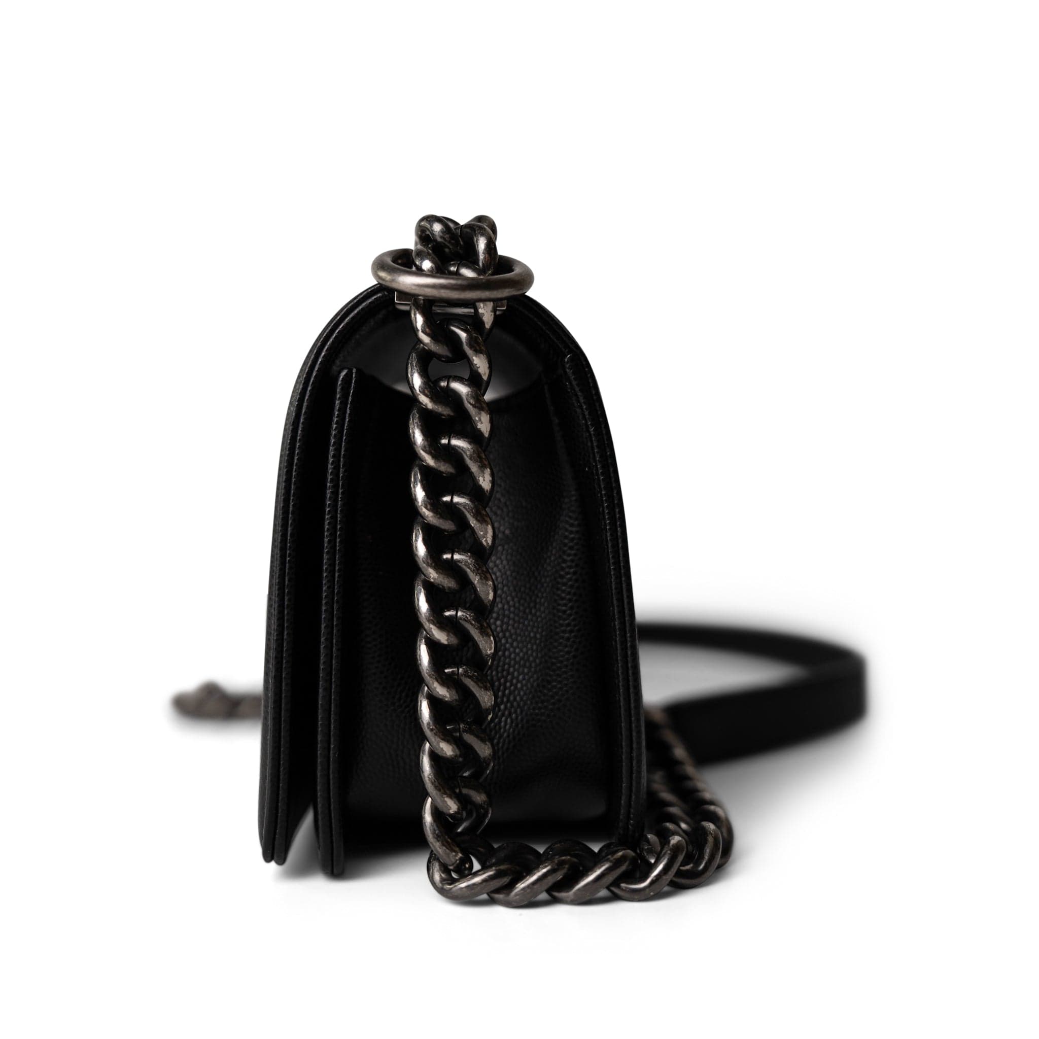 CHANEL Black Black Caviar Quilted Le Boy Bag Small Ruthenium Hardware - Redeluxe