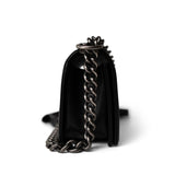 CHANEL Black Black Caviar Quilted Le Boy Bag Small Ruthenium Hardware - Redeluxe
