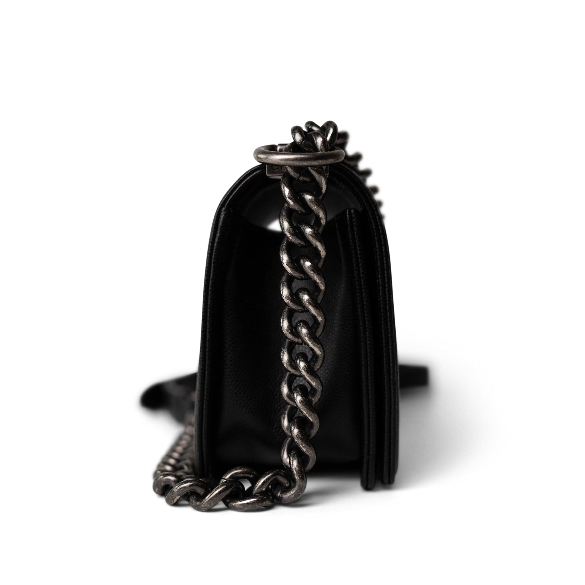 CHANEL Black Black Caviar Quilted Le Boy Bag Small Ruthenium Hardware - Redeluxe