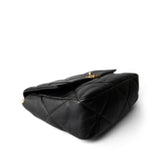 CHANEL Black Black Lambskin Quilted 19 Flap Large Aged Gold Hardware - Redeluxe
