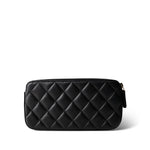 CHANEL Black Black Lambskin Quilted Small Clutch With Pearly Chain - Redeluxe