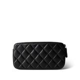 CHANEL Black Black Lambskin Quilted Small Clutch With Pearly Chain - Redeluxe