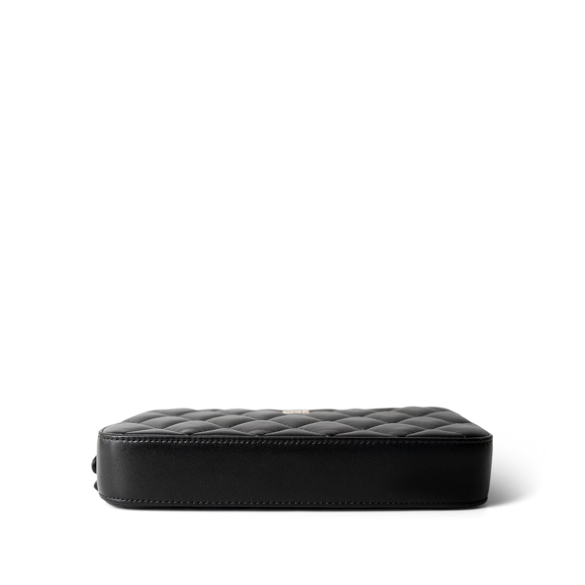 CHANEL Black Black Lambskin Quilted Small Clutch With Pearly Chain - Redeluxe