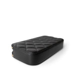 CHANEL Black Black Lambskin Quilted Small Clutch With Pearly Chain - Redeluxe