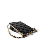 CHANEL Black Black Vanity Clutch with Chain Light Gold Hardware - Redeluxe