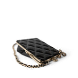 CHANEL Black Black Vanity Clutch with Chain Light Gold Hardware - Redeluxe