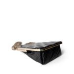 CHANEL Black Black Vanity Clutch with Chain Light Gold Hardware - Redeluxe