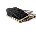 CHANEL Black Black Vanity Clutch with Chain Light Gold Hardware - Redeluxe