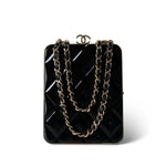 CHANEL Black Black Vanity Clutch with Chain Light Gold Hardware - Redeluxe