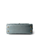 CHANEL Blue 22P Iridescent Light Blue Caviar Quilted Coco Handle Small Aged Gold Hardware - Redeluxe