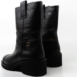 CHANEL Boots 38.5 20A Leather CC Signature Cap Toe Ankle Midcalf Short Boots Booties - Redeluxe