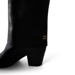 CHANEL Boots Black 20K CC Black & Brown High Boots (Size 39.5 / 9.5 US) - Redeluxe