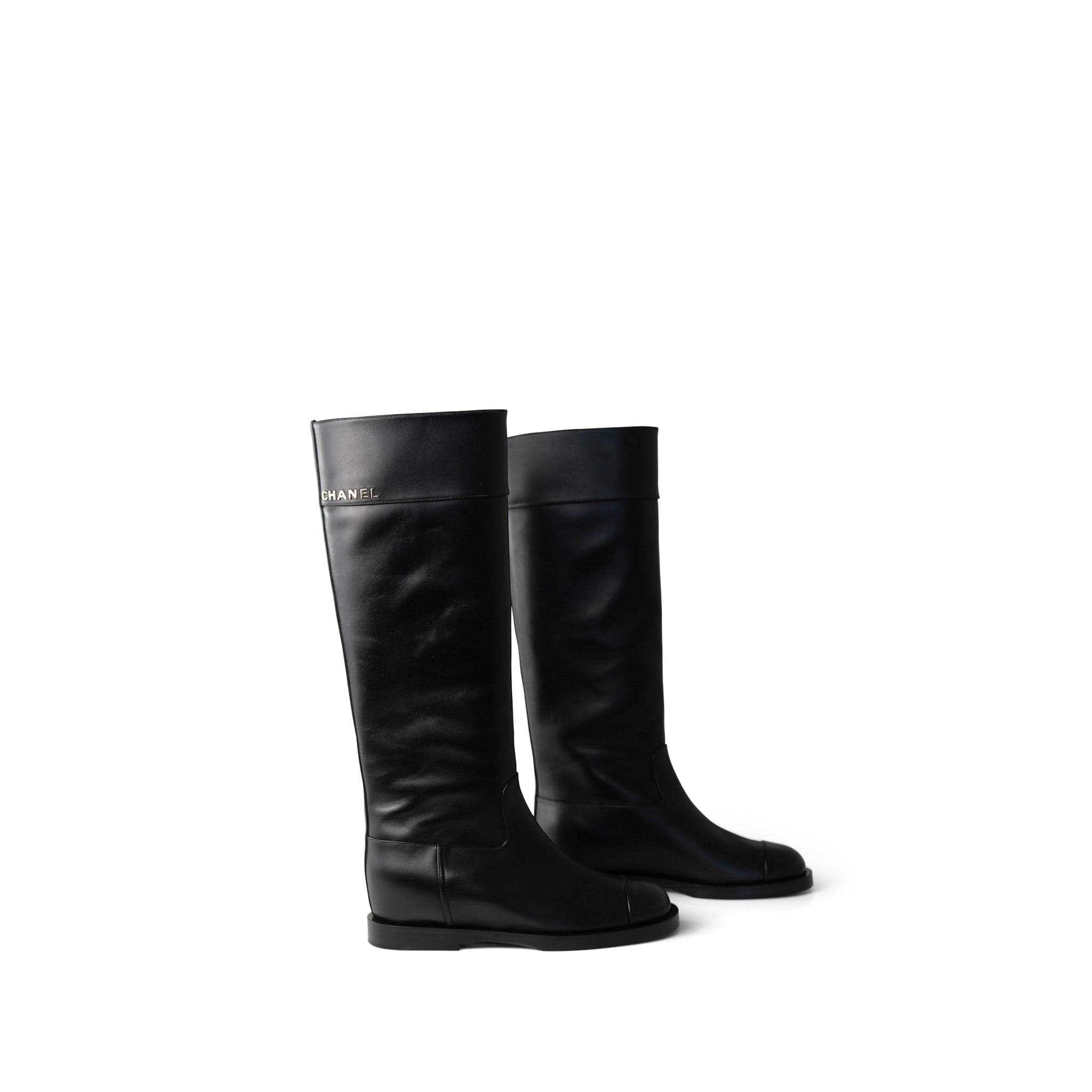 CHANEL Boots Black 23K Black Calfskin High Boots (40.5 EU / 10 US) - Redeluxe