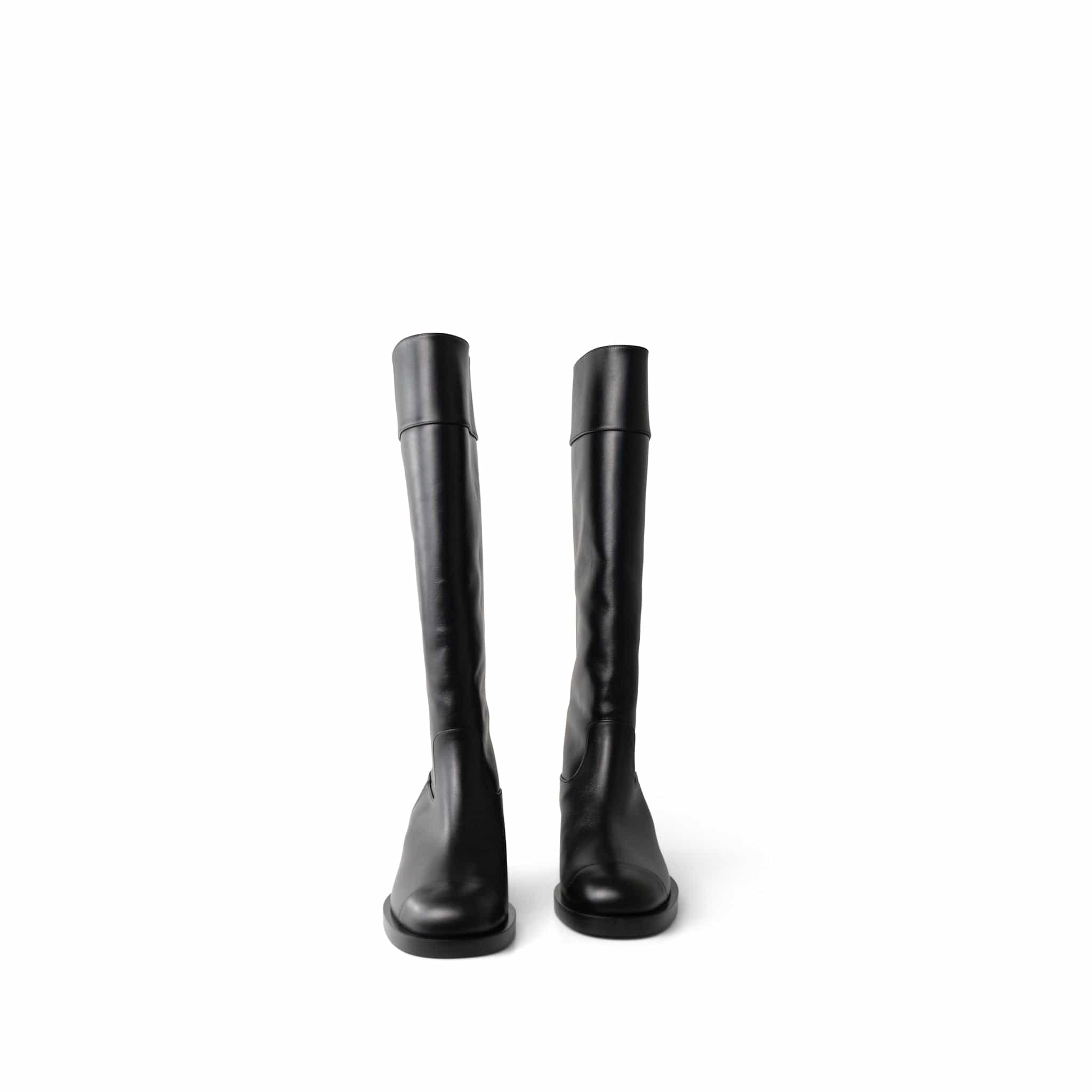 CHANEL Boots Black 23K Black Calfskin High Boots (40.5 EU / 10 US) - Redeluxe