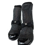 CHANEL Boots Black 23S Black Crystal Mary Jane Booties - Redeluxe