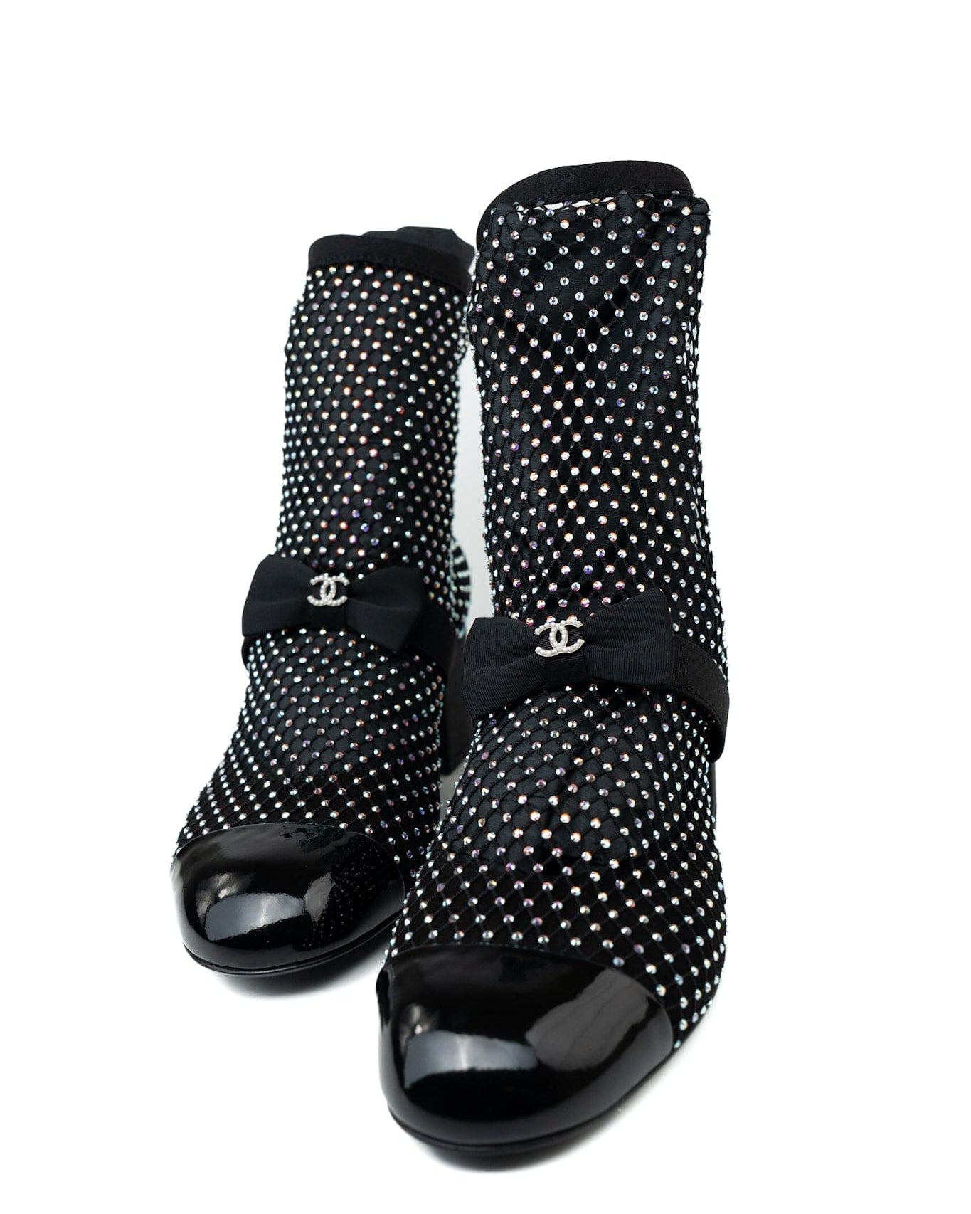 CHANEL Boots Black 23S Black Crystal Mary Jane Booties - Redeluxe