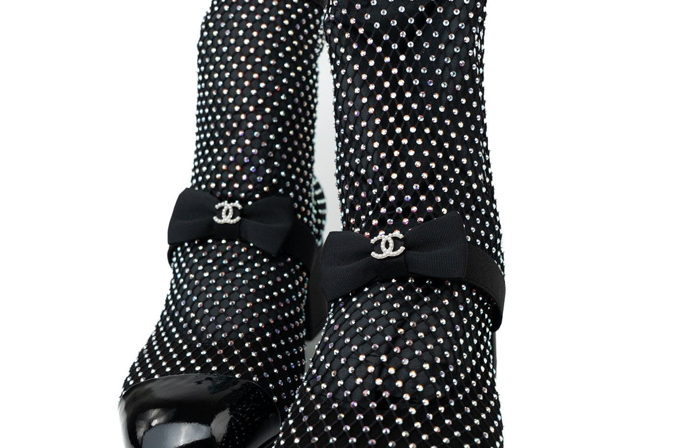 CHANEL Boots Black 23S Black Crystal Mary Jane Booties - Redeluxe