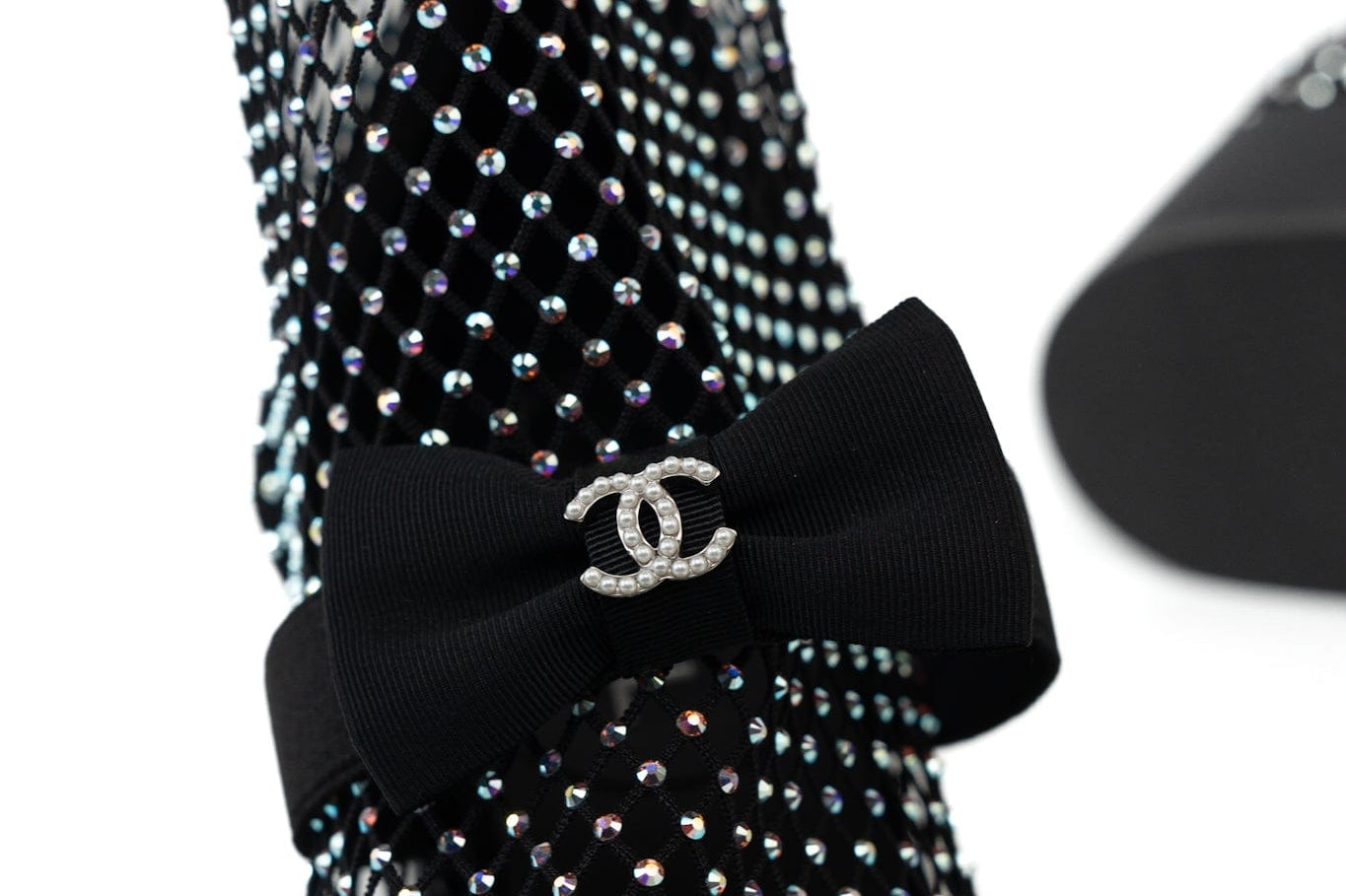 CHANEL Boots Black 23S Black Crystal Mary Jane Booties - Redeluxe