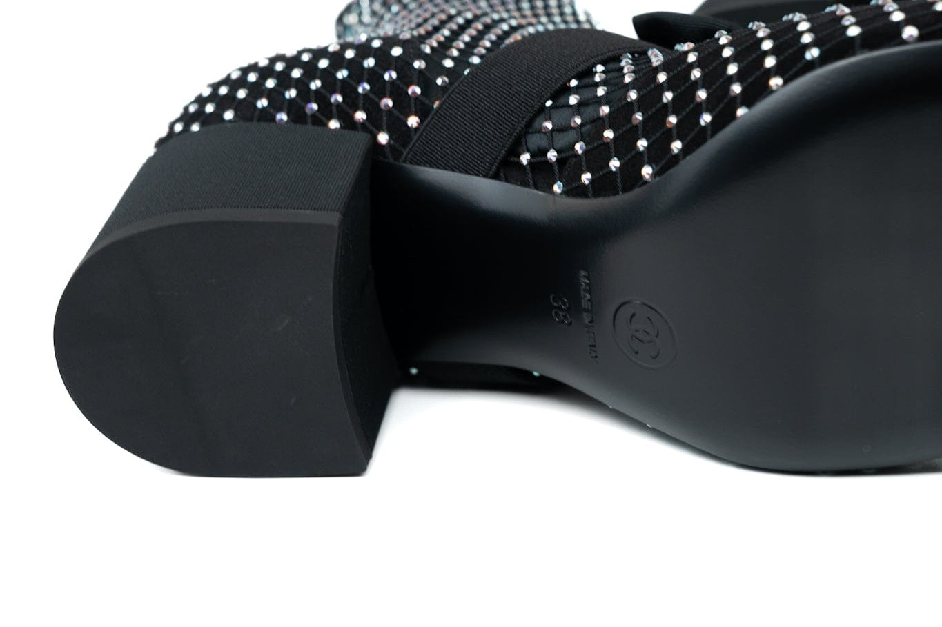 CHANEL Boots Black 23S Black Crystal Mary Jane Booties - Redeluxe