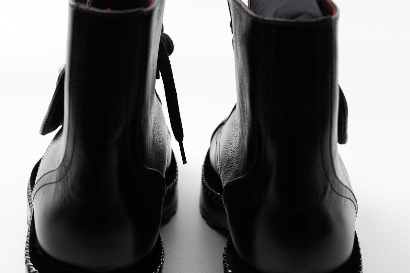 CHANEL Boots Chanel Crinkled Calfskin Pearl Combat Short Boots 40 Black - Redeluxe
