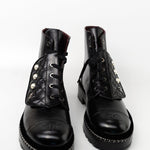 CHANEL Boots Chanel Crinkled Calfskin Pearl Combat Short Boots 40 Black - Redeluxe