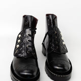 CHANEL Boots Chanel Crinkled Calfskin Pearl Combat Short Boots 40 Black - Redeluxe