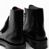 CHANEL Boots Chanel Crinkled Calfskin Pearl Combat Short Boots 40 Black - Redeluxe
