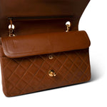 CHANEL Brown Vintage Brown Lambskin Quilted Classic Flap Medium Gold Hardware - Redeluxe