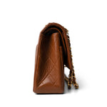 CHANEL Brown Vintage Brown Lambskin Quilted Classic Flap Medium Gold Hardware - Redeluxe