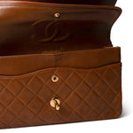 CHANEL Brown Vintage Brown Lambskin Quilted Classic Flap Medium Gold Hardware - Redeluxe