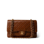 CHANEL Brown Vintage Brown Lambskin Quilted Classic Flap Medium Gold Hardware - Redeluxe