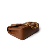 CHANEL Brown Vintage Brown Lambskin Quilted Classic Flap Medium Gold Hardware - Redeluxe