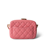 CHANEL Camera Case PINK 22S Pink Lambskin Quilted Camera Case Aged Gold Hardware - Redeluxe