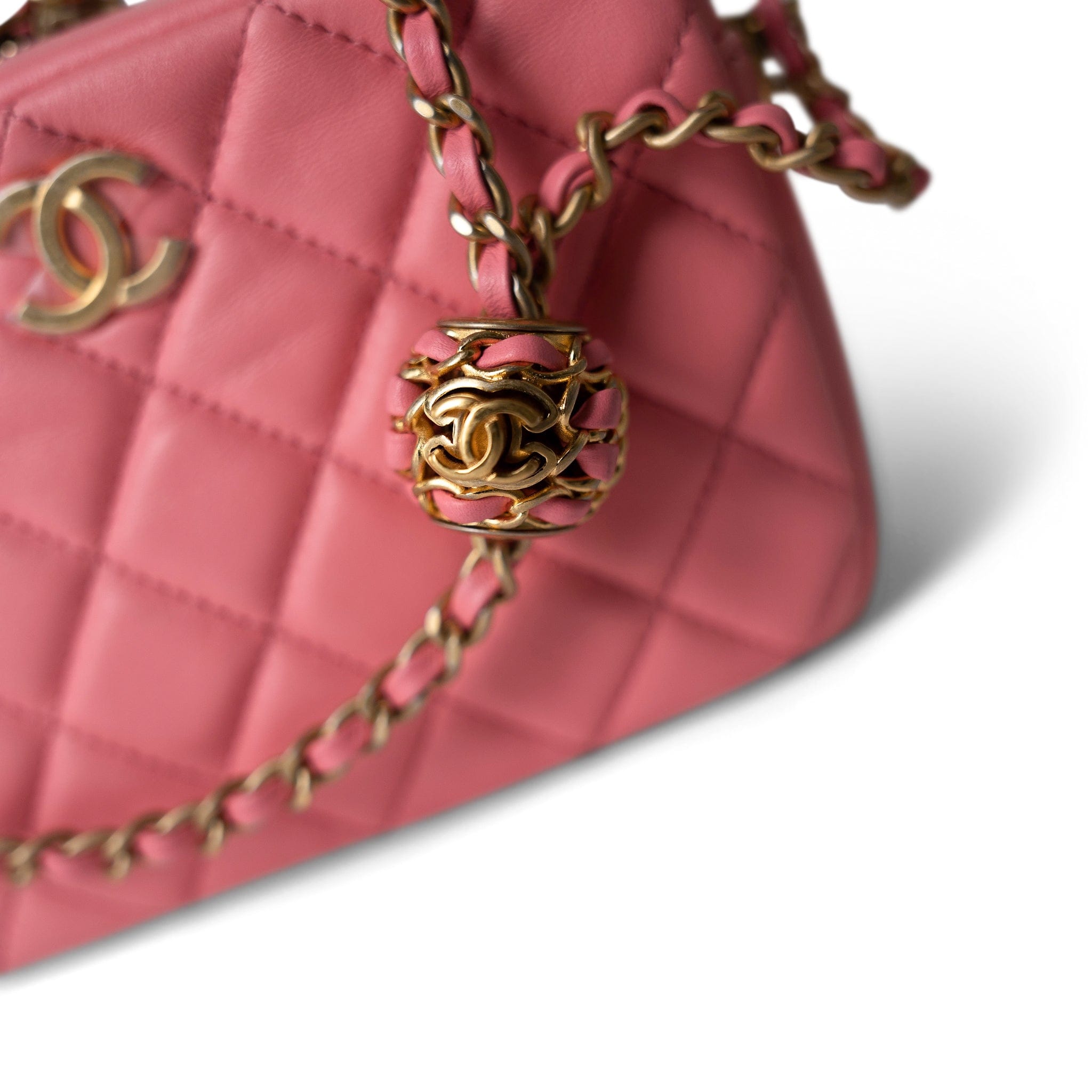 CHANEL Camera Case PINK 22S Pink Lambskin Quilted Camera Case Aged Gold Hardware - Redeluxe