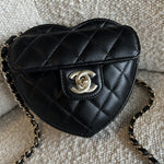CHANEL Clutch 22S CC In Love Black Lambskin Quilted Small (Clutch on Chain) Heart Bag LGHW - Redeluxe