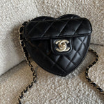CHANEL Clutch 22S CC In Love Black Lambskin Quilted Small (Clutch on Chain) Heart Bag LGHW - Redeluxe