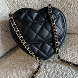 CHANEL Clutch 22S CC In Love Black Lambskin Quilted Small (Clutch on Chain) Heart Bag LGHW - Redeluxe