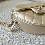 CHANEL Clutch 22S CC In Love Metallic Gold Lambskin Quilted Small (Clutch on Chain) Heart Bag LGHW - Redeluxe