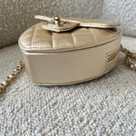 CHANEL Clutch 22S CC In Love Metallic Gold Lambskin Quilted Small (Clutch on Chain) Heart Bag LGHW - Redeluxe