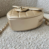 CHANEL Clutch 22S CC In Love Metallic Gold Lambskin Quilted Small (Clutch on Chain) Heart Bag LGHW - Redeluxe
