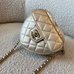 CHANEL Clutch 22S CC In Love Metallic Gold Lambskin Quilted Small (Clutch on Chain) Heart Bag LGHW - Redeluxe
