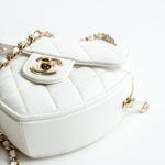 CHANEL Clutch 22S CC In Love White Lambskin Quilted Small (clutch with chain) Heart Bag LGHW - Redeluxe